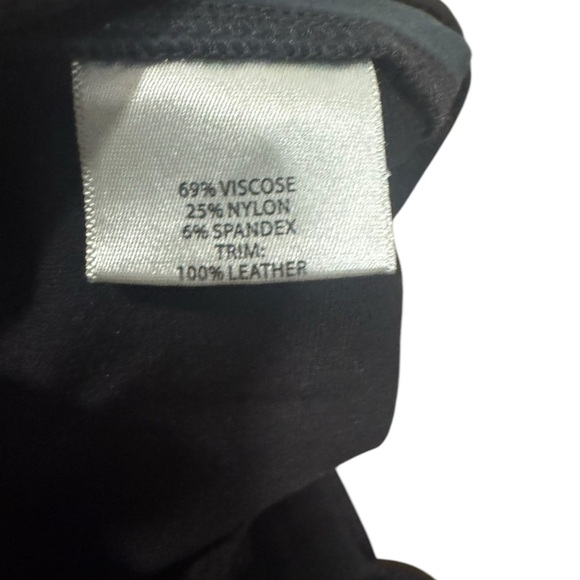 EILEEN FISHER Black Tencel Ponte Pants Leather Stripe W/Slits - Picture 5 of 5